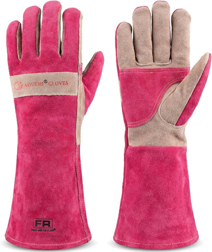 Welding Gloves -Long Sleeve Fireproof and Heat Resistant 15IN. | Cowhide Leather Gloves for Gardening,BBQ,Oven,Grill,Tig,Mig,Baking,Furnace,Stove,Animal Handling Best Gift for Man