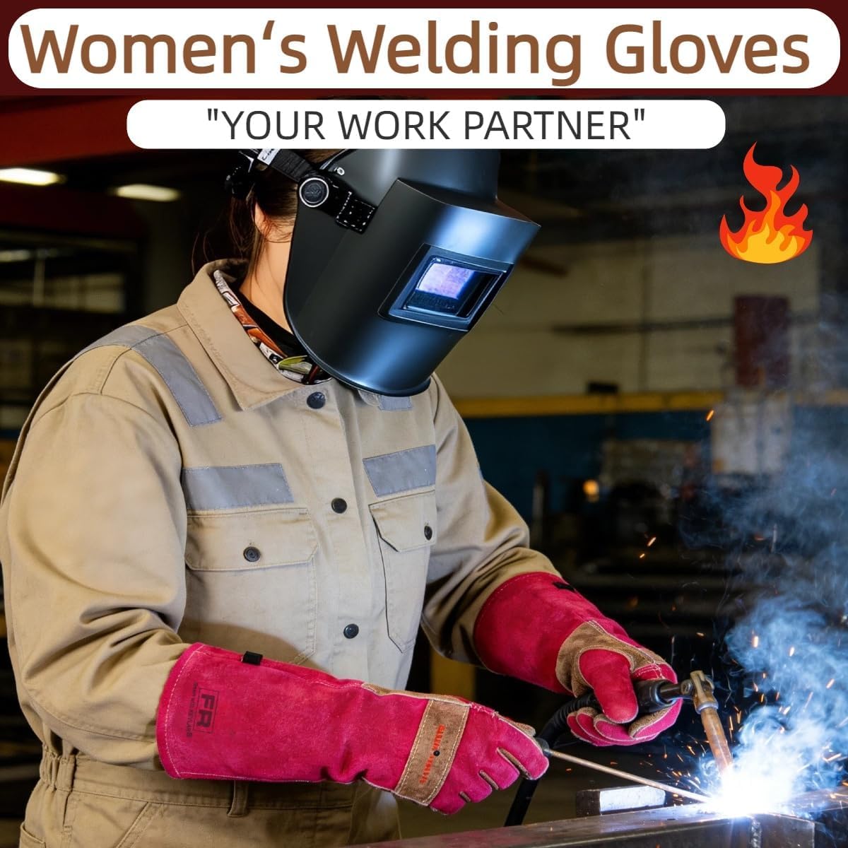 Welding Gloves -Long Sleeve Fireproof and Heat Resistant 15IN. | Cowhide Leather Gloves for Gardening,BBQ,Oven,Grill,Tig,Mig,Baking,Furnace,Stove,Animal Handling Best Gift for Man