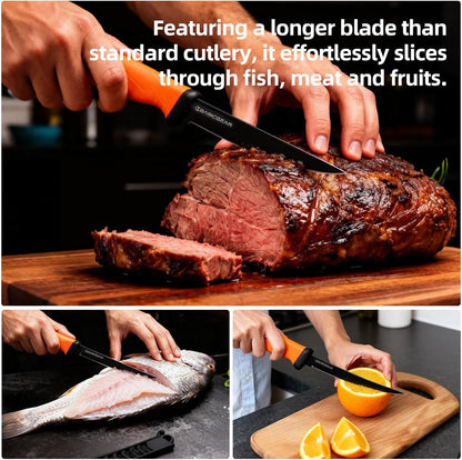 BasicGear Fishing Fillet Knife Set of 2 – 7” 440C Stainless Steel Blade with Non-Stick Coating, Ergonomic Non-Slip Handle, Sheath, and Sharpener – For all fish types