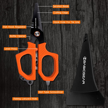 BasicGear Fishing Fillet Knife Set of 2 – 7” 440C Stainless Steel Blade with Non-Stick Coating, Ergonomic Non-Slip Handle, Sheath, and Sharpener – For all fish types