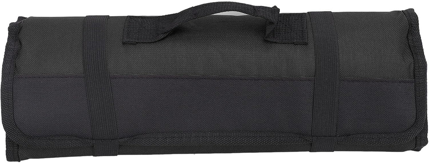 Chef Knife Roll, 20 Slot Canvas Knife Bag with Layer Shoulder Strap, Portable Knife Storage, 22.4 in Chef Knife Carrying Case, Knives Pouch for Home Kitchen Travel Camping
