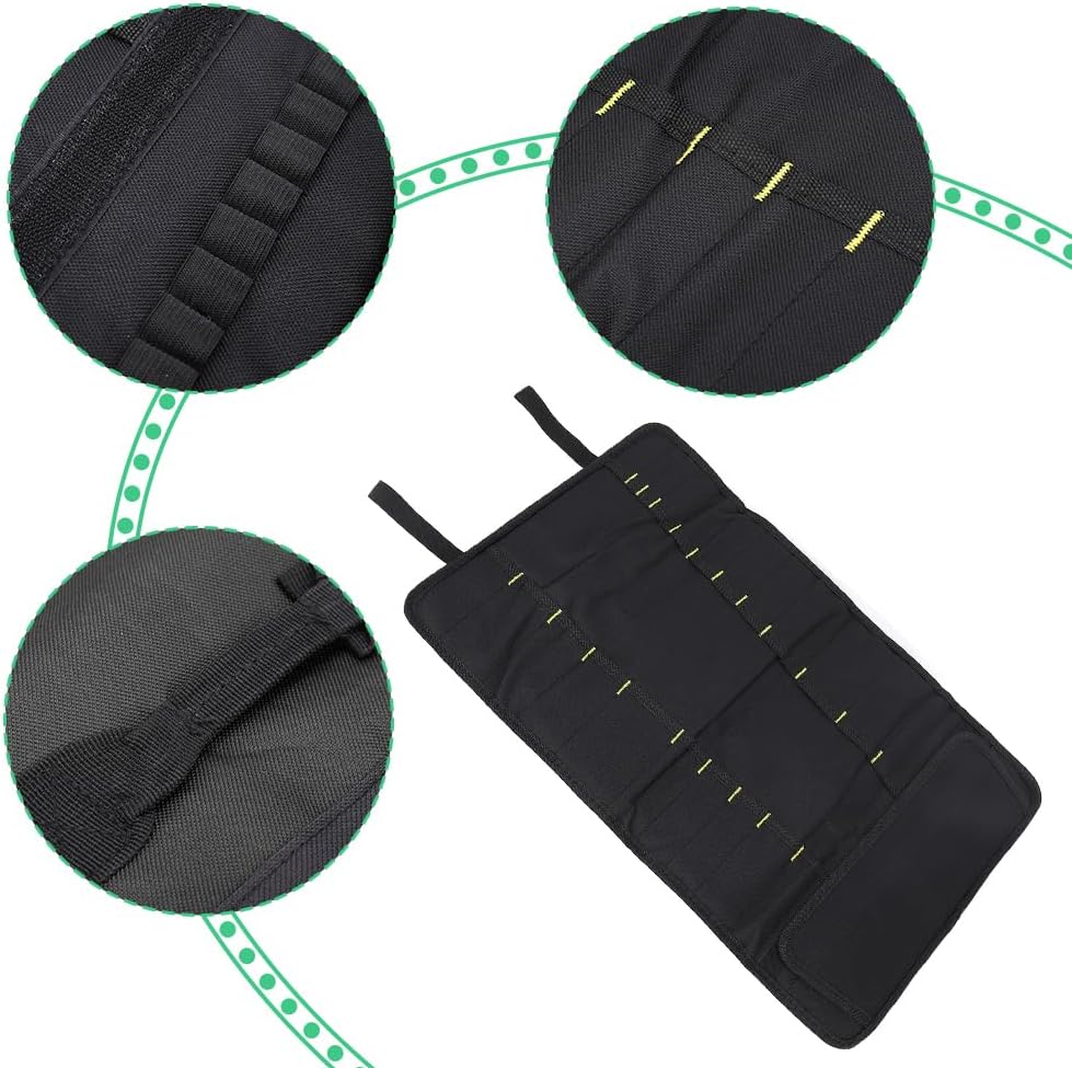 Chef Knife Roll, 20 Slot Canvas Knife Bag with Layer Shoulder Strap, Portable Knife Storage, 22.4 in Chef Knife Carrying Case, Knives Pouch for Home Kitchen Travel Camping