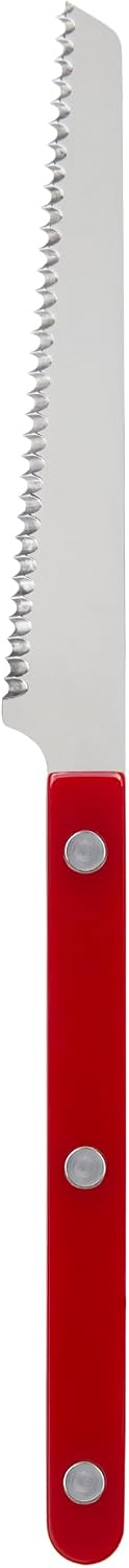 Serrated Knife 8.5 inches - Bistrot Collection - Perfect for Tomatoes, Lemons, Breads - Stainless Steel & Nylon - Dishwasher Safe - Burgundy - Brilliant Finish