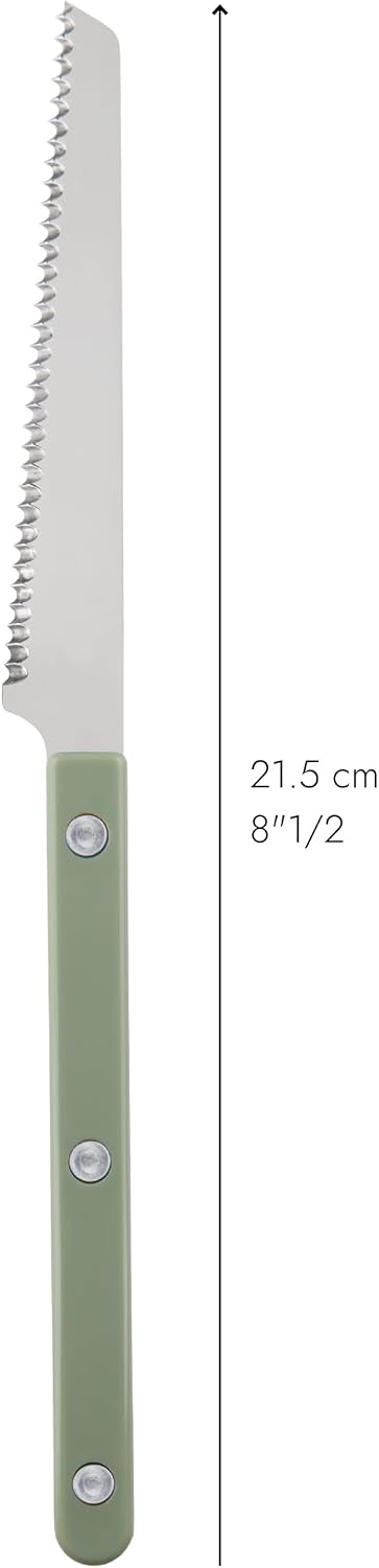 Serrated Knife 8.5 inches - Bistrot Collection - Perfect for Tomatoes, Lemons, Breads - Stainless Steel & Nylon - Dishwasher Safe - Burgundy - Brilliant Finish