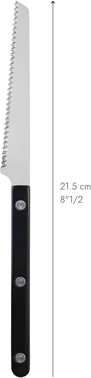 Serrated Knife 8.5 inches - Bistrot Collection - Perfect for Tomatoes, Lemons, Breads - Stainless Steel & Nylon - Dishwasher Safe - Burgundy - Brilliant Finish