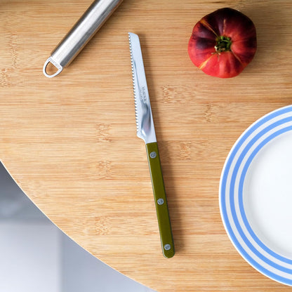 Serrated Knife 8.5 inches - Bistrot Collection - Perfect for Tomatoes, Lemons, Breads - Stainless Steel & Nylon - Dishwasher Safe - Burgundy - Brilliant Finish