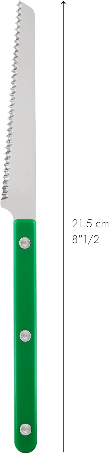 Serrated Knife 8.5 inches - Bistrot Collection - Perfect for Tomatoes, Lemons, Breads - Stainless Steel & Nylon - Dishwasher Safe - Burgundy - Brilliant Finish