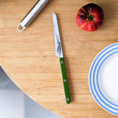 Serrated Knife 8.5 inches - Bistrot Collection - Perfect for Tomatoes, Lemons, Breads - Stainless Steel & Nylon - Dishwasher Safe - Burgundy - Brilliant Finish