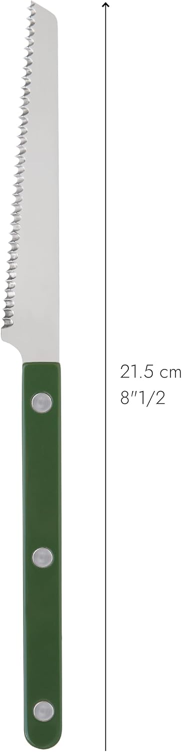 Serrated Knife 8.5 inches - Bistrot Collection - Perfect for Tomatoes, Lemons, Breads - Stainless Steel & Nylon - Dishwasher Safe - Burgundy - Brilliant Finish