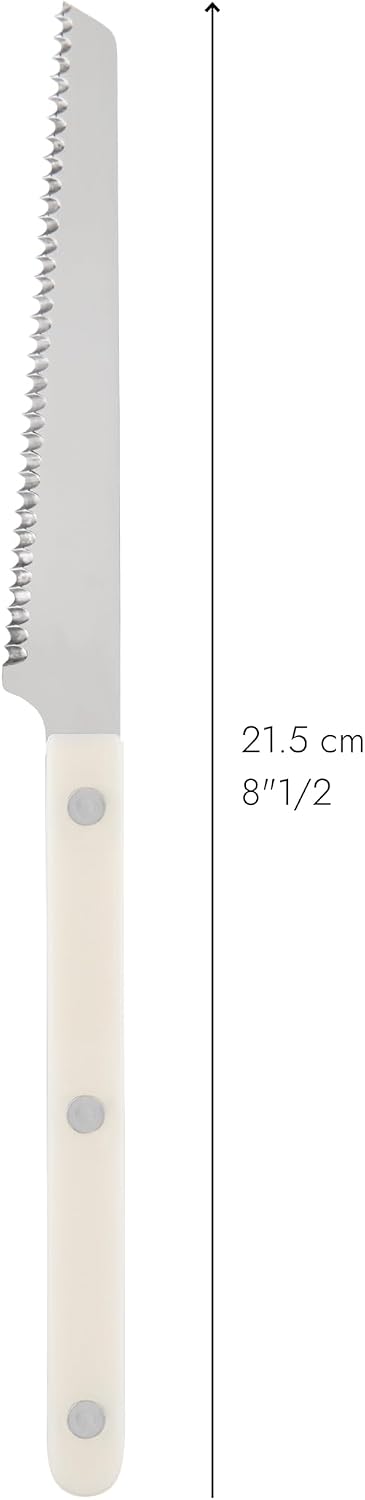 Serrated Knife 8.5 inches - Bistrot Collection - Perfect for Tomatoes, Lemons, Breads - Stainless Steel & Nylon - Dishwasher Safe - Burgundy - Brilliant Finish