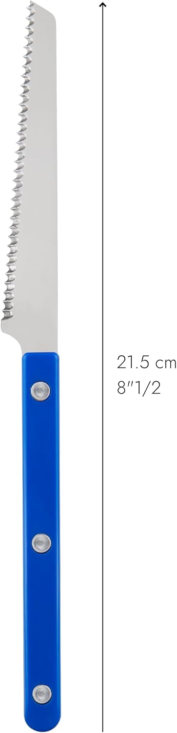 Serrated Knife 8.5 inches - Bistrot Collection - Perfect for Tomatoes, Lemons, Breads - Stainless Steel & Nylon - Dishwasher Safe - Burgundy - Brilliant Finish