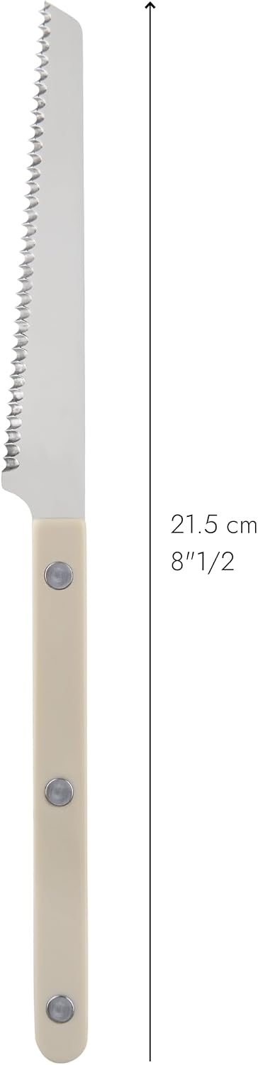 Serrated Knife 8.5 inches - Bistrot Collection - Perfect for Tomatoes, Lemons, Breads - Stainless Steel & Nylon - Dishwasher Safe - Burgundy - Brilliant Finish
