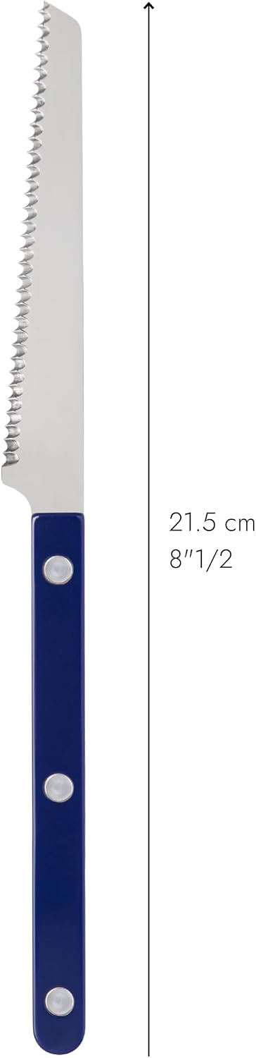 Serrated Knife 8.5 inches - Bistrot Collection - Perfect for Tomatoes, Lemons, Breads - Stainless Steel & Nylon - Dishwasher Safe - Burgundy - Brilliant Finish