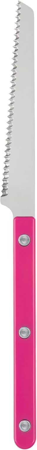 Serrated Knife 8.5 inches - Bistrot Collection - Perfect for Tomatoes, Lemons, Breads - Stainless Steel & Nylon - Dishwasher Safe - Burgundy - Brilliant Finish