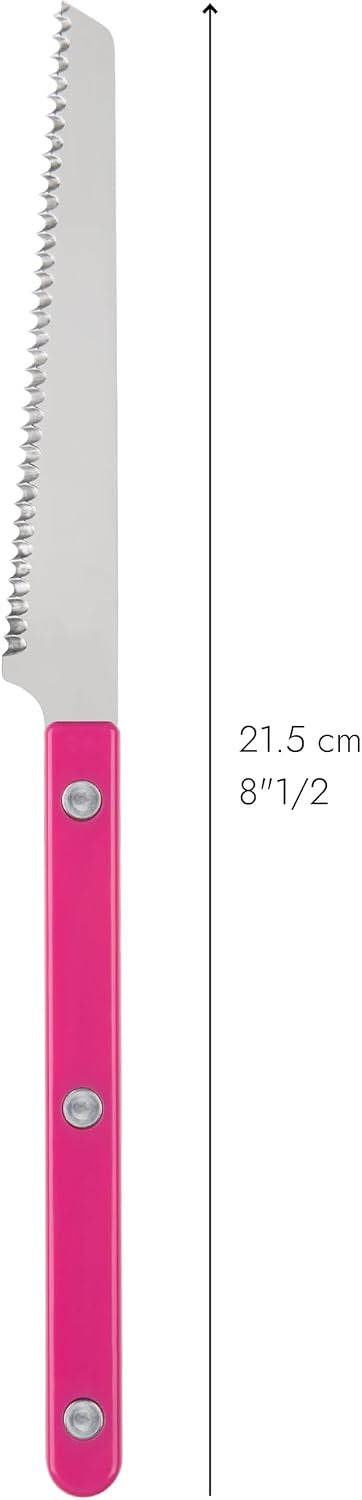 Serrated Knife 8.5 inches - Bistrot Collection - Perfect for Tomatoes, Lemons, Breads - Stainless Steel & Nylon - Dishwasher Safe - Burgundy - Brilliant Finish