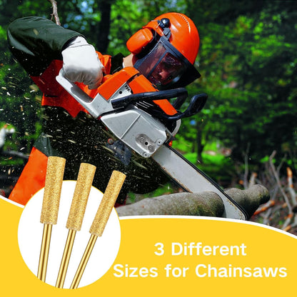 120pcs Diamond Chainsaw Sharpener Bits 1/8" Shank, 5/32'', 3/16'', 7/32'' High Hardness Titanium Plated Grinding Tool, 4mm, 4.8mm, 5.5mm Chainsaw Sharpening Kit for Chain Saw, Jewelry, Stone, Wood