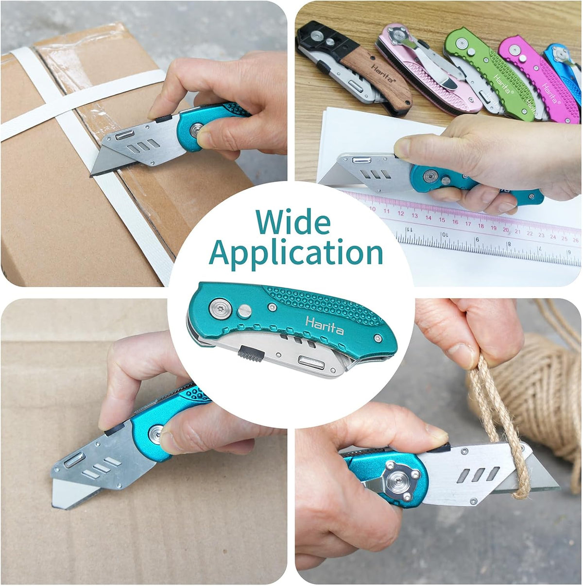 Box Cutter Retractable, Folding Utility Knife with Aluminum Handle, Heavy Duty Knife, Back-lock Mechanism, Stainless Belt Clip, for Carpet, Carton, Box, Cardboard, with 5-piece Extra Blades (Pink)