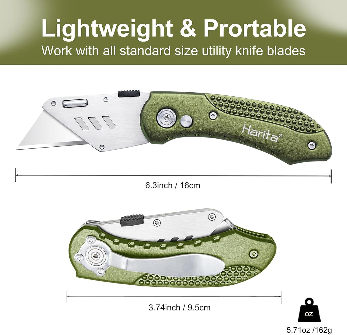 Box Cutter Retractable, Folding Utility Knife with Aluminum Handle, Heavy Duty Knife, Back-lock Mechanism, Stainless Belt Clip, for Carpet, Carton, Box, Cardboard, with 5-piece Extra Blades (Pink)