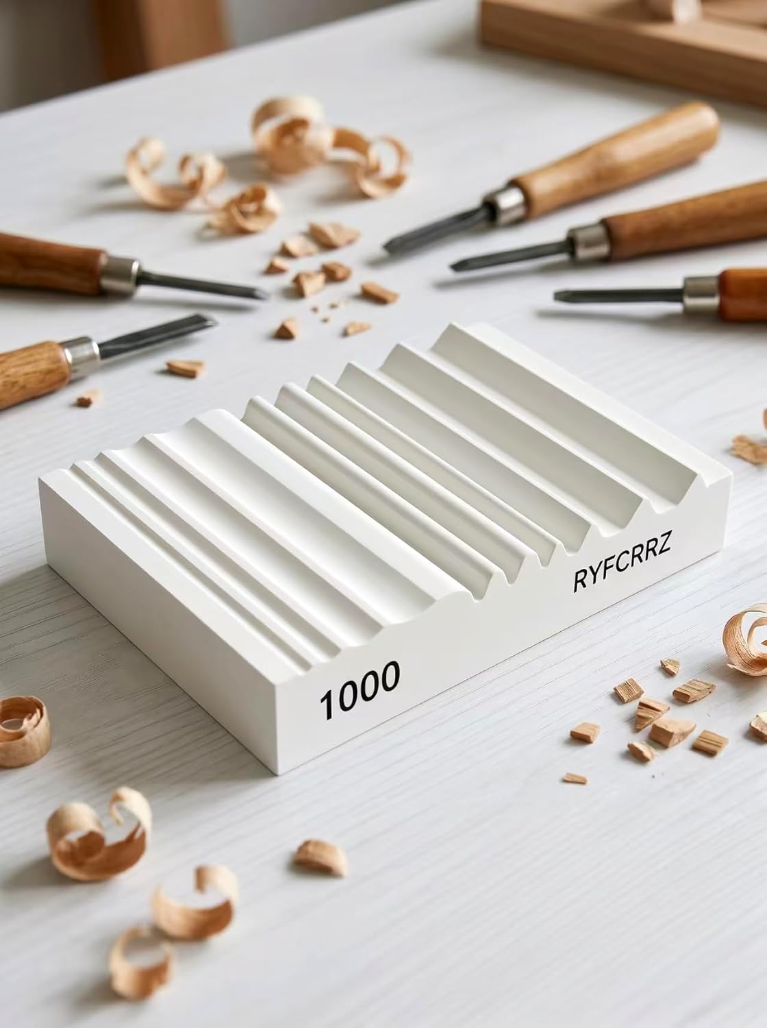 RYFCRRZ Whetstones Wood Carvers Sharpener Wood Carving Chisel Tools Knife Gouge Sharpening Stones System Handy Multifunctional Little Wet Stone Waterstone with Multiple Grooves 1000 Grit