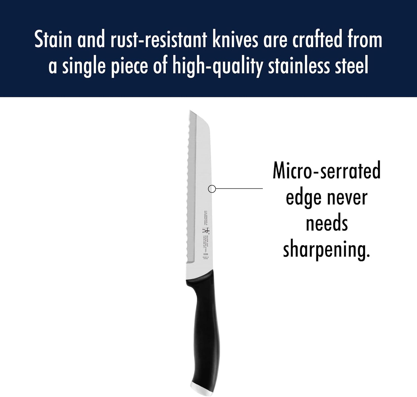Solution 8-Inch Bread Knife Razor-Sharp, German Engineered | Informed by 100+ Years of Mastery. Dishwasher Safe, Ideal for Homemade Bread, Thick Crusts, Breads, and Cakes