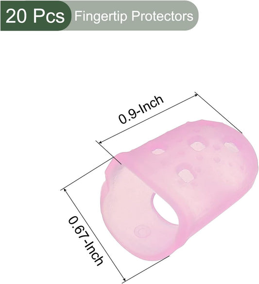 20 Pcs Fingertip Protector Silicone Fingertip Covers | Protect Fingers, Great for Playing Guitar, Sewing, Cutting (Pink, 23mm/0.9-inch)
