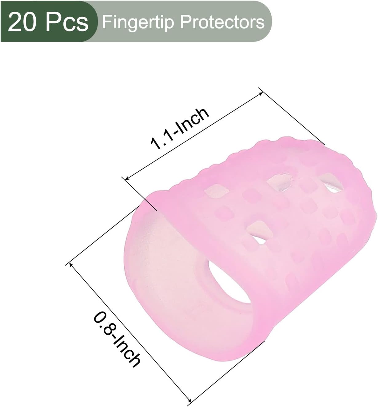 20 Pcs Fingertip Protector Silicone Fingertip Covers | Protect Fingers, Great for Playing Guitar, Sewing, Cutting (Pink, 23mm/0.9-inch)
