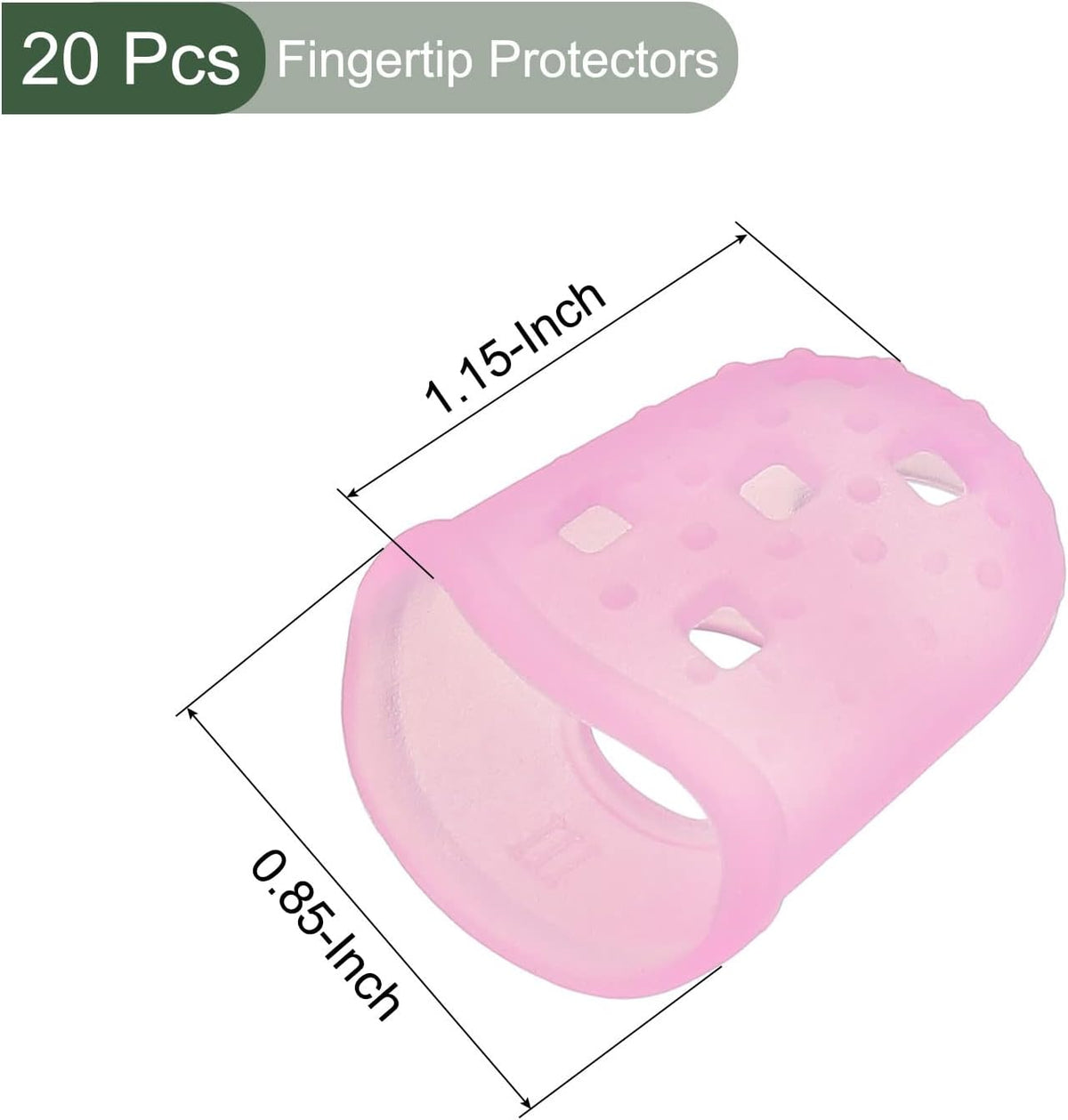 20 Pcs Fingertip Protector Silicone Fingertip Covers | Protect Fingers, Great for Playing Guitar, Sewing, Cutting (Pink, 23mm/0.9-inch)