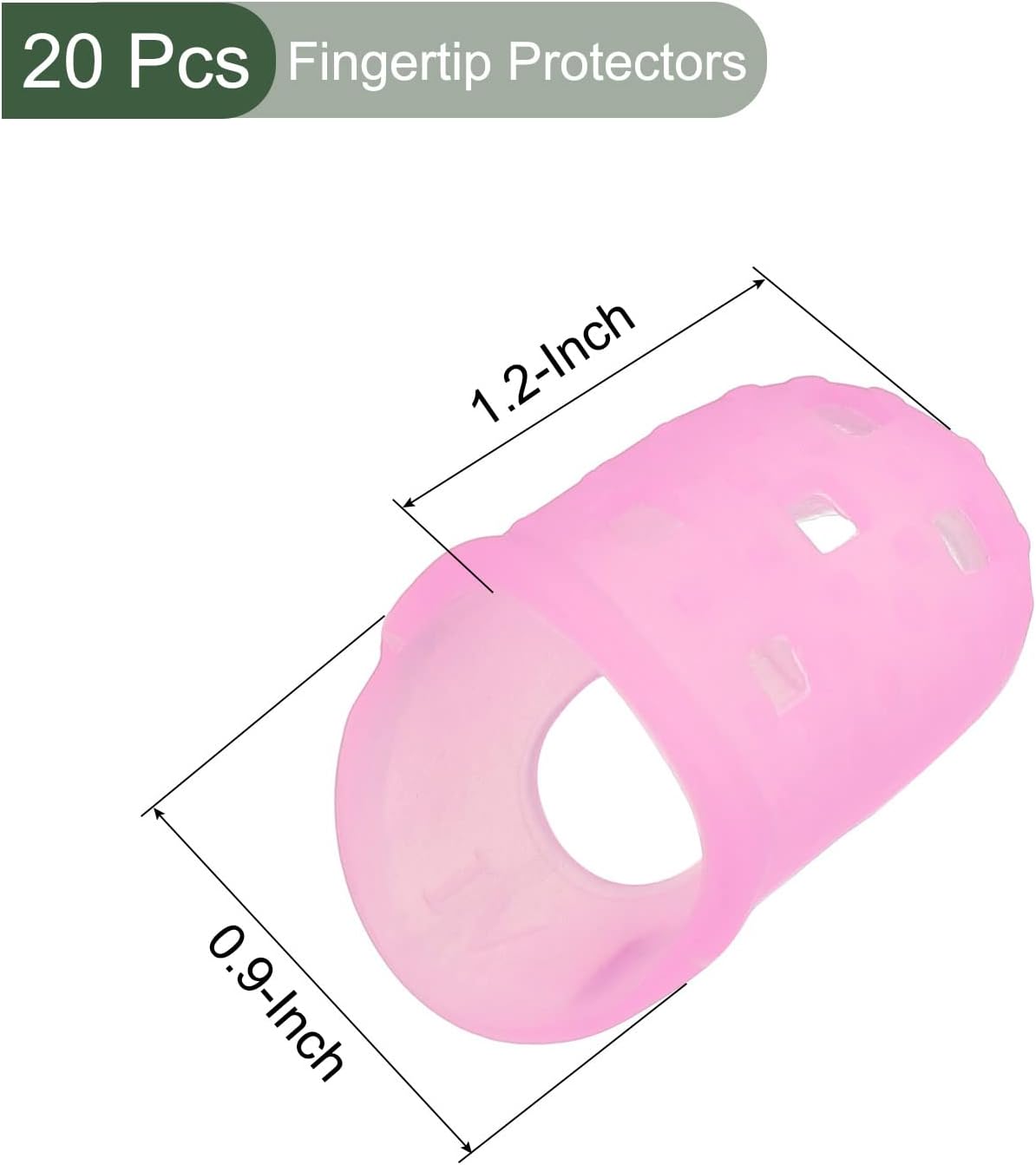 20 Pcs Fingertip Protector Silicone Fingertip Covers | Protect Fingers, Great for Playing Guitar, Sewing, Cutting (Pink, 23mm/0.9-inch)