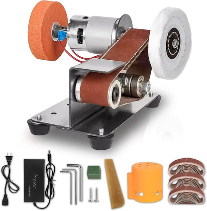 Mini Belt Sander, 7-Speed Knife Sharpener & Belt Grinder for Knife Making | Compact 3-in-1 sanding, grinding and sharpening tool for wood, metal and crafts.