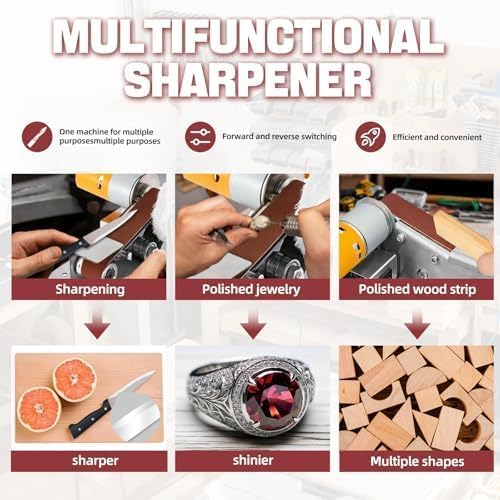 Mini Belt Sander, 7-Speed Knife Sharpener & Belt Grinder for Knife Making | Compact 3-in-1 sanding, grinding and sharpening tool for wood, metal and crafts.