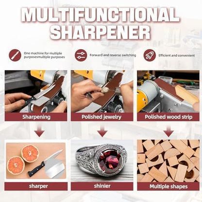 Mini Belt Sander, 7-Speed Knife Sharpener & Belt Grinder for Knife Making | Compact 3-in-1 sanding, grinding and sharpening tool for wood, metal and crafts.