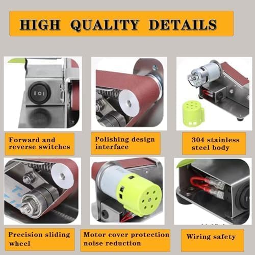 Mini Belt Sander, 7-Speed Knife Sharpener & Belt Grinder for Knife Making | Compact 3-in-1 sanding, grinding and sharpening tool for wood, metal and crafts.