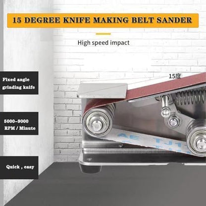 Mini Belt Sander, 7-Speed Knife Sharpener & Belt Grinder for Knife Making | Compact 3-in-1 sanding, grinding and sharpening tool for wood, metal and crafts.