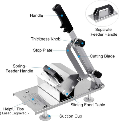 Manual Frozen Meat Slicer Upgraded Home Stainless Steel Meat Cutter