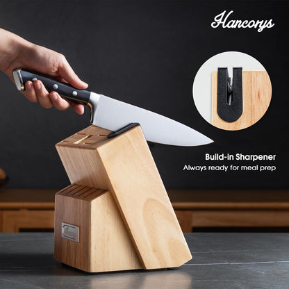 Knife Set, 15 PCS Full Tang Kitchen knife with Block and Sharpener | High Carbon German Stainless Steel Razor Sharp Knife Block Set, Dishwasher Safe, Ergonomic Handle Kitchen Utensils Set