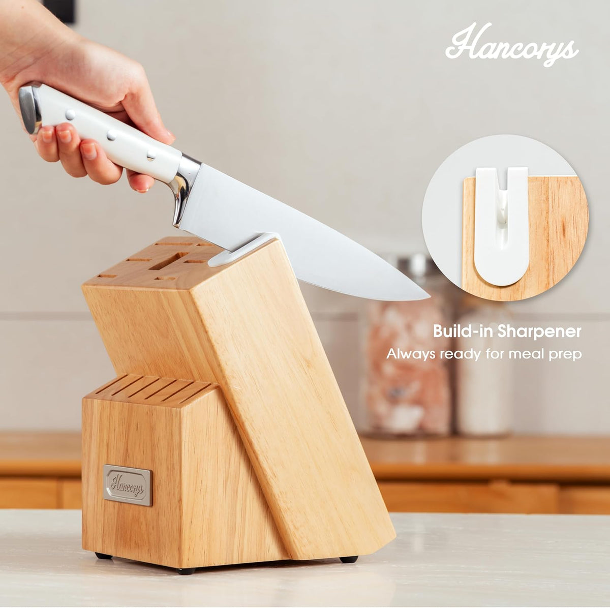 Knife Set, 15 PCS Full Tang Kitchen knife with Block and Sharpener | High Carbon German Stainless Steel Razor Sharp Knife Block Set, Dishwasher Safe, Ergonomic Handle Kitchen Utensils Set