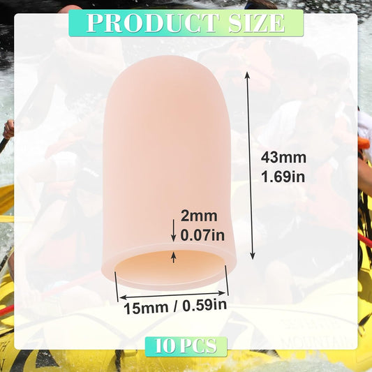 10pcs Gel Finger Cots/Covers, Silicone Finger Protector Support Cots | Finger Caps Finger Sleeves Thumb Protector for Finger Cracking Trigger Finger Arthritis Pain Relief (Beige, Short)