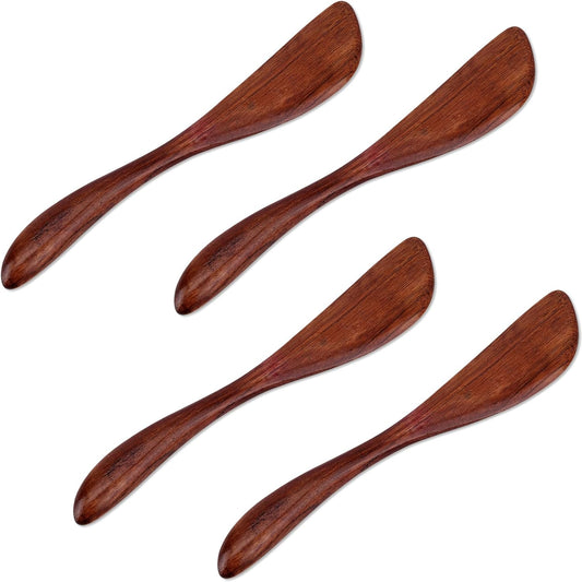 4pcs Butter Knife, 5.9 Inch Wooden Jam Spreader Mini Butter Spreaders Knife Kitchen Restaurant Spreader Condiment Knives for Jelly Sandwich Cheese