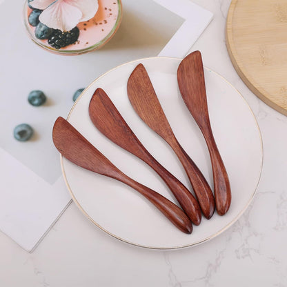 4pcs Butter Knife, 5.9 Inch Wooden Jam Spreader Mini Butter Spreaders Knife Kitchen Restaurant Spreader Condiment Knives for Jelly Sandwich Cheese