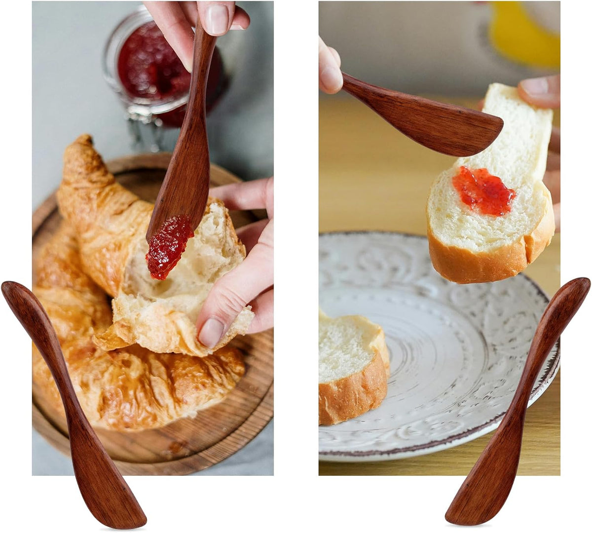 4pcs Butter Knife, 5.9 Inch Wooden Jam Spreader Mini Butter Spreaders Knife Kitchen Restaurant Spreader Condiment Knives for Jelly Sandwich Cheese