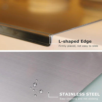 OTAVILEM Stainless Steel Cutting Boards for Kitchen, Kneading Cutting Board Mats, Metal Cutting Board for Meat, Fruits, Vegetables, Bread, and Baking Large Cutting Boards 19.7"L x 15.7"W
