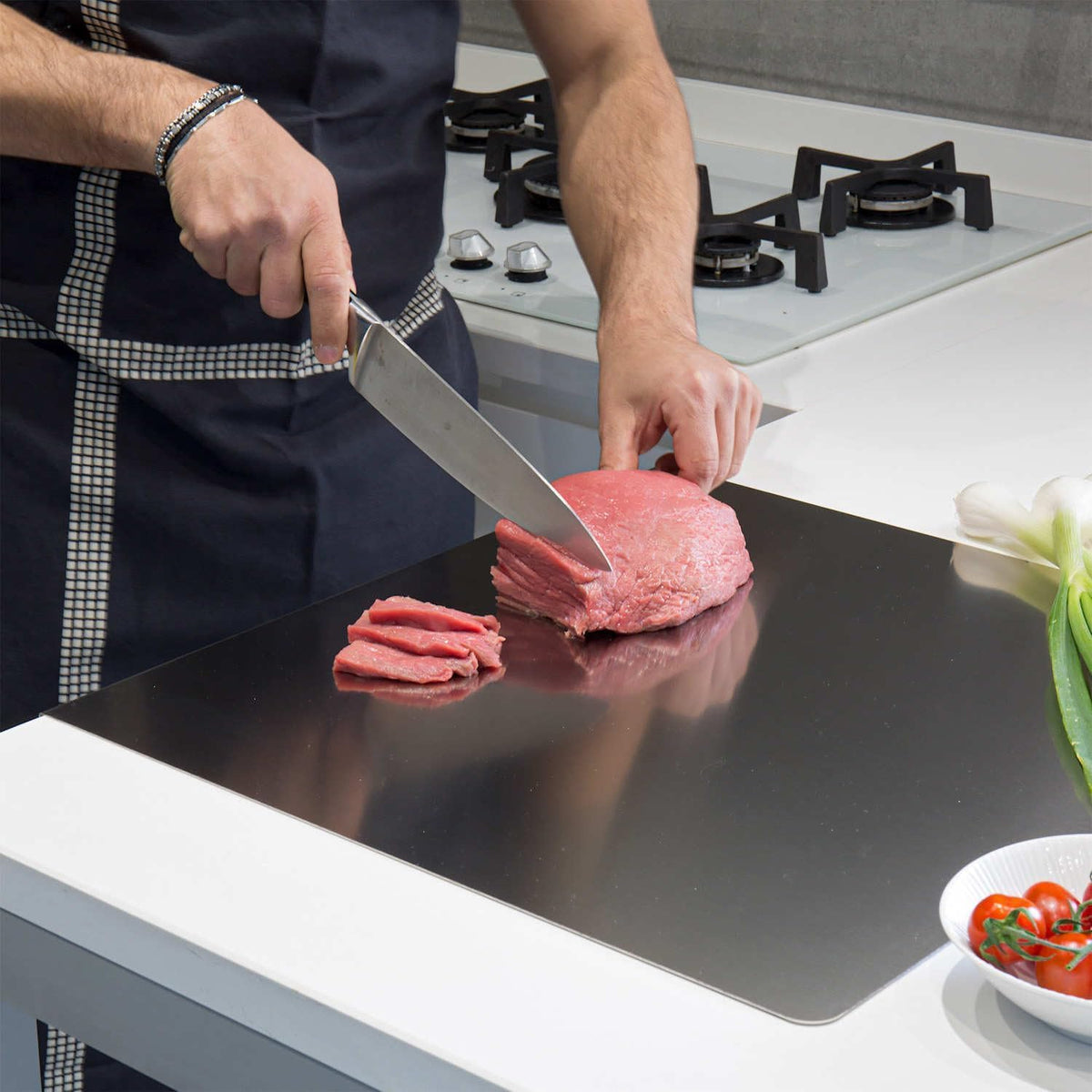 OTAVILEM Stainless Steel Cutting Boards for Kitchen, Kneading Cutting Board Mats, Metal Cutting Board for Meat, Fruits, Vegetables, Bread, and Baking Large Cutting Boards 19.7"L x 15.7"W