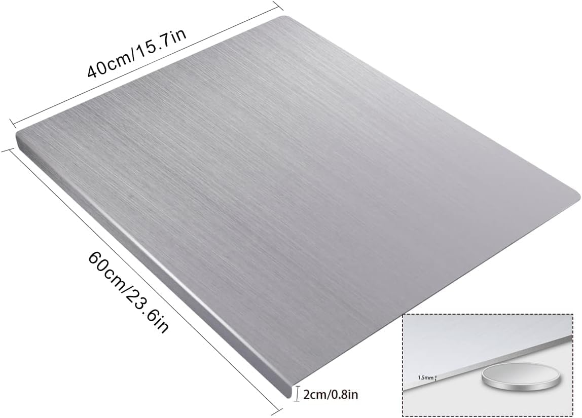 OTAVILEM Stainless Steel Cutting Boards for Kitchen, Kneading Cutting Board Mats, Metal Cutting Board for Meat, Fruits, Vegetables, Bread, and Baking Large Cutting Boards 19.7"L x 15.7"W