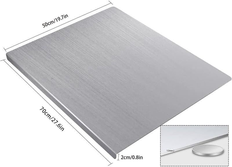OTAVILEM Stainless Steel Cutting Boards for Kitchen, Kneading Cutting Board Mats, Metal Cutting Board for Meat, Fruits, Vegetables, Bread, and Baking Large Cutting Boards 19.7"L x 15.7"W