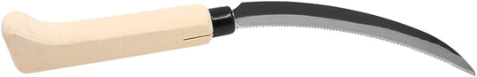 K202 Lavender Harvest Sickle/Berry Knife, Notched Wooden Handle, 6.5-Inch Curved Serrated Blade