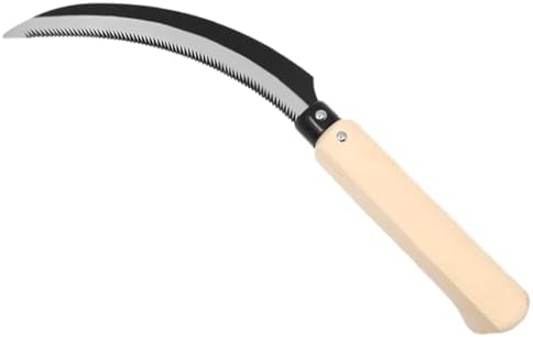 K202 Lavender Harvest Sickle/Berry Knife, Notched Wooden Handle, 6.5-Inch Curved Serrated Blade