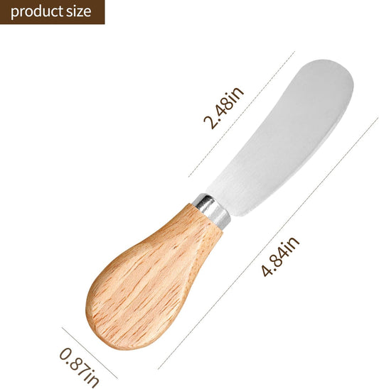4 Pcs Cheese Spreader Knives Butter Knife with Wooden Handle Stainless Steel Cheese Butter Knife for Cheese Cold Butter Jam Pastry and Other Kitchen Accessories 4.84 Inch