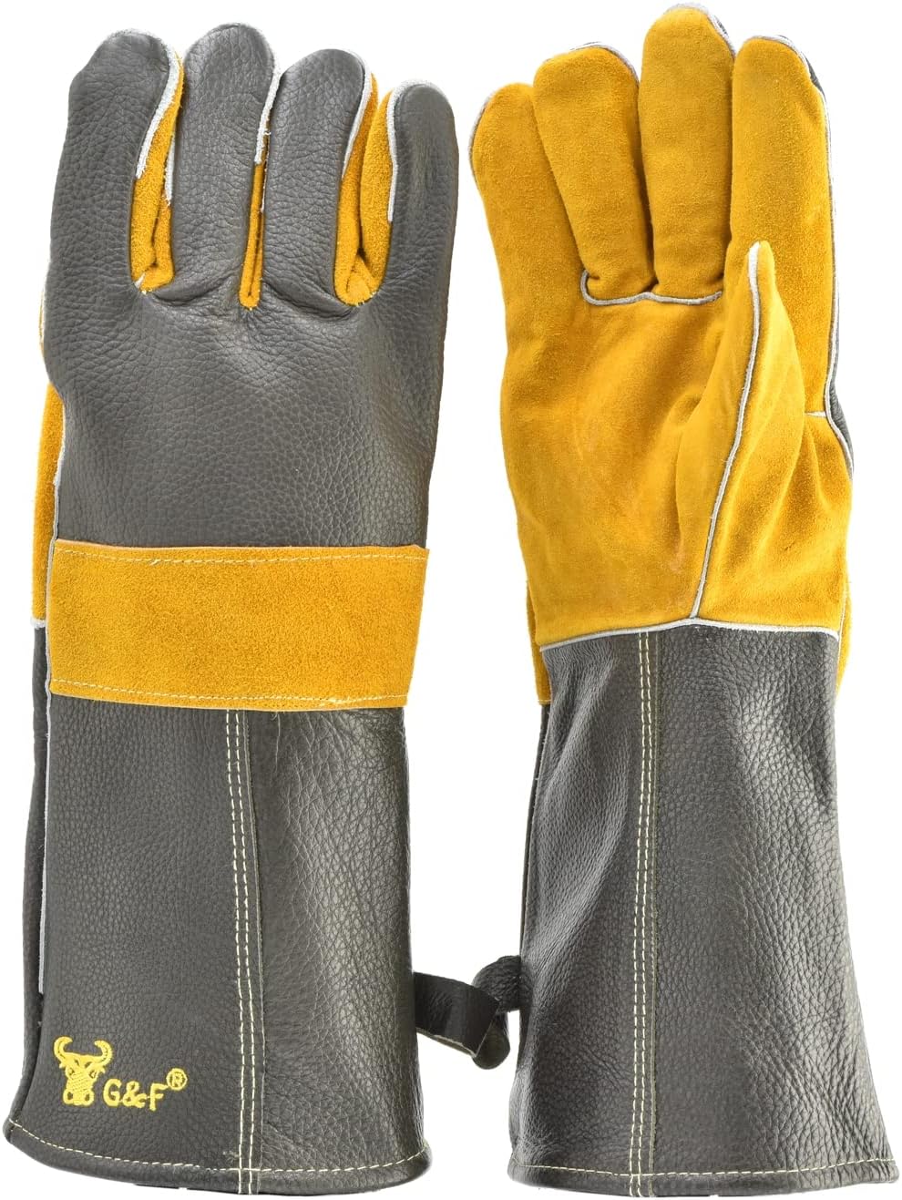Leather Heat-Resistant BBQ Gloves, Kevlar Stitch, 1 Size