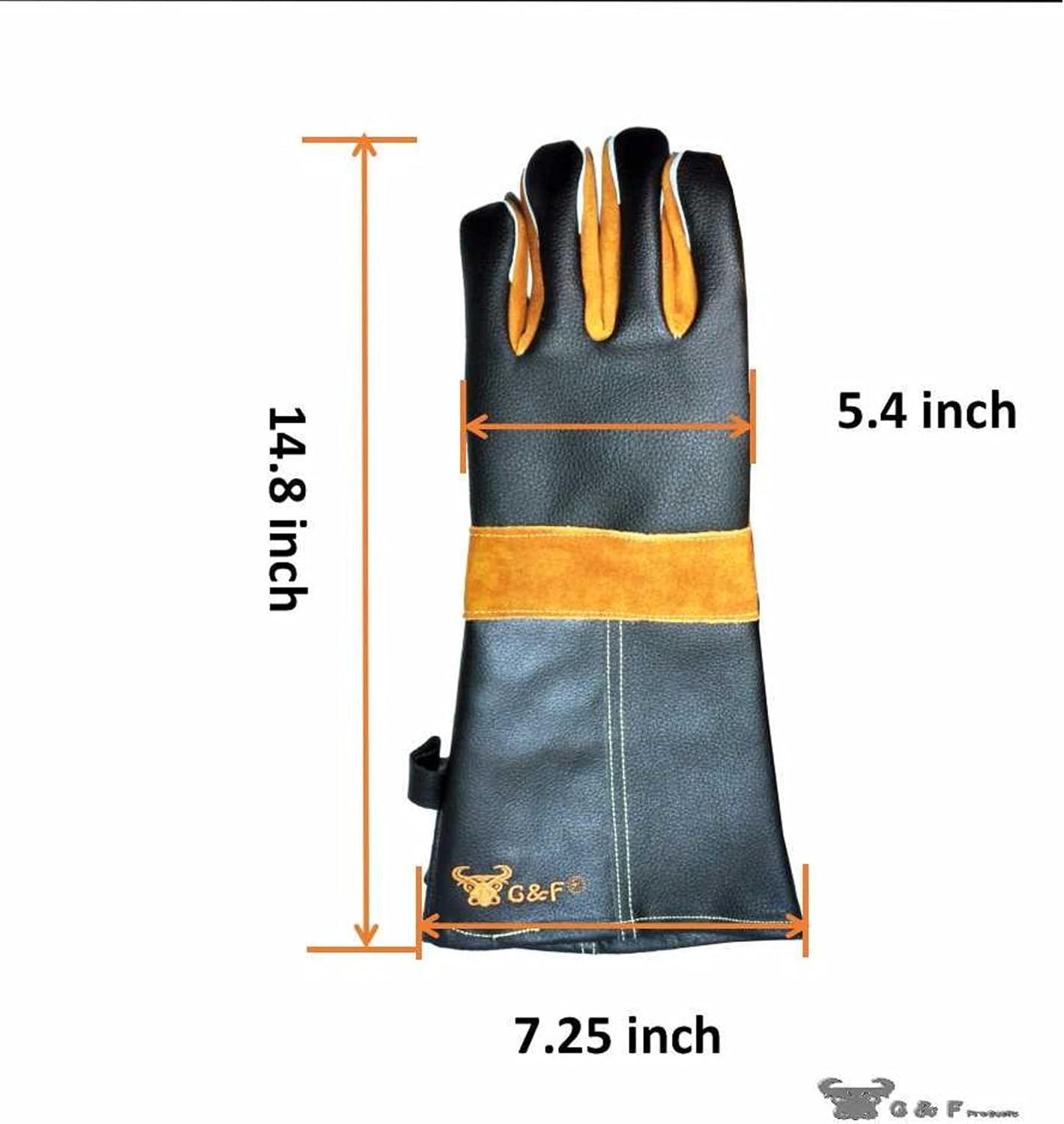 Leather Heat-Resistant BBQ Gloves, Kevlar Stitch, 1 Size