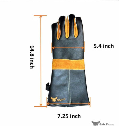 Leather Heat-Resistant BBQ Gloves, Kevlar Stitch, 1 Size